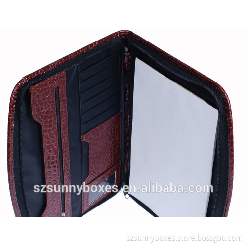 Luxury Leather Multi Layers/Pockets Zipper Business Portfolio Folder